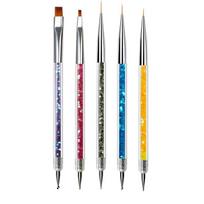 Nail Pen Nail Brush Drill Pen Flower Pen Double-Headed Painted Drawing Pen Phototherapy Tool Set white