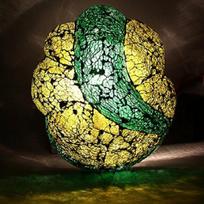 Handcrafted Tuffen Green  Yellow Ganesha Shaped Glass Wall Lamp