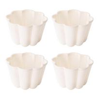 4Pcs Miniature Flower Shaped Pudding Tart Molds Non-Stick Pan Set for Bread Cake Pie Baking Mold Kit for Home Kitchen Outdoor Travel Restaurant smėlis