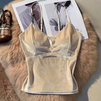 Summer Korean Fashion Sexy Suspender Women Off Shoulder Beauty Slim Camisole Female New Design Retro Aesthetic Solid Chic Tops S abrikosas