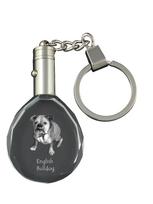 Buldogas, Anglų buldogas, Britų buldogas - pakabukas su šuns nuotrauka, krištolinis raktų pakabukas dovanų dėžutėje, unikali Art-Dog dovana skaidri