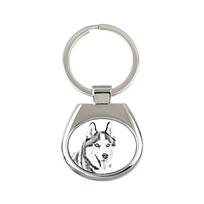 Sibiro haskis, Chukcha - raktų pakabukas su šunimi, raktų pakabukas su spauda, ​​personalizuotas pakabukas iš prekės ženklo Art-Dog sidabras