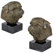 Norfolko terjeras - Šuns statulėlė, biustas ant akmeninio pagrindo, skulptūra, trofėjus šunų parodai, Art-Dog prekės ženklas ruda