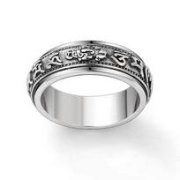 New Retro Six -Character Mantra Men 'S Brave Ring Rotatable Ring Trendy Personality Jewelry Accessories 9 balta
