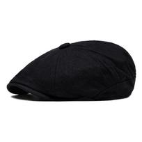 Beret Men's Autumn Winter Velvet Warm Forward Cap Peaked Cap Octagonal Cap Newsboy Cap juoda