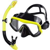 Scuba Diving Mask Snorkel Set For Adults Tempered Glass Professional Panoramic Snorkeling Gear Swimming Training Snorkel Kit white