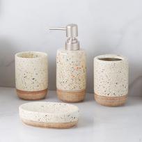 Vonios kambario priedų rinkinys 380 ml losjono dozatorius Easy Clean Modernus funkcinis dantų šepetėlio puodelis