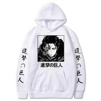 Hot Anime Attack On Titan Levi Ackerman Print Hooded Men Women Classic Hoodies Oversized Sweatshirt Harajuku Unisex Streetwear XS balta