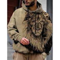 Vyriški unisex džemperiai Madingi megztiniai megztiniai megztiniai su gobtuvu Animal Wolf Lion Dragon Tiger Print Daily 3D Print Kasdieniai gobtuvai S