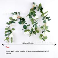 Imituotas Žalias Augalas Eukaliptas Rožė Uoga Ratanas Vestuvės Namai Stalas Ratanas Sienų Kabinimo Dekoracija Roseberry vine šviesiai rausvos spalvos