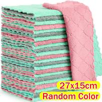 20/1pcs Microfiber Cleaning Cloths Double-layer Super Absorbent Coral Fleece Towels Non-stick Oil Dishcloths Scouring Pads Rags 1PC blue