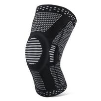 Sports Knee Brace with Side Stabilizer Gel Pad Compression Protector M gray