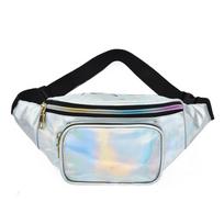 „Fanny Pack“ juosmens krepšys, laisvalaikio krepšys „Moteriškas“ blizgus užpakalinis krepšys, atsparus vandeniui „Fanny Pack“ krepšys, skirtas laisvų rankų įrangai žygiams, bėgimui One Size balta