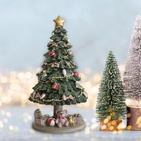 Christmas Tree Music Box Statue Creative Decorative Sculpture Decoration Ornament for Tabletop Party gray