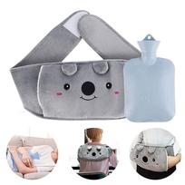 Hot Water Bottle With 2 Pack Cover, 1L Rubber Warm Water Bag, Hot Winter Water Pouch With Soft Plush Waist Belt For Hand Waist Warmer gray