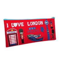 Students Pencil Bag Pen Case Cartoon London Style Zipper Cosmetic Pouch Coin Purse oranžinė