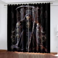 Nemokamas pristatymas Plonos 3D spausdintos Mirties su dalgiu Sostas Langų užuolaidos Svetainėje ir Miegamajame 140W100H(CM)55x39in&Hook black