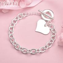 925 sterlingų sidabrinė Širdies formos apyrankė Madingi vestuvių papuošalai 20CM white