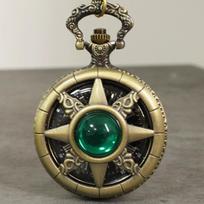 New Bronze Quartz Large Pocket Watch Hollow Inlaid with Semicircular Bright Stone Starry Sky Literal Green Ancient Pocket Watch black