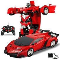 2 viename RC sportinis automobilis, transformuojamas automobilis, robotų modeliai, nuotolinio valdymo pultas, deformuojamas automobilis, RC kovinis žaislas ( raudona ) raudona
