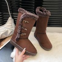 Winter Boots Fur Women's Snow Boots Mid Calf Warm Fur Shoes Women's Winter Short Boots Outer Wear Non-slip Cotton Shoes Q432 42 black