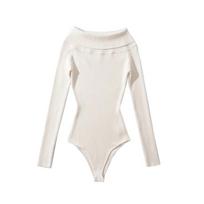 Sexy Slash Neck Off Shoulder Slim Fit Jumpsuits Women Rompers Long Sleeve Knitted Base Women Jumpsuit Tops Elegant Fashion Casual Lady Bodysuits 25296 One Size balta
