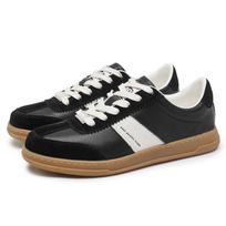 FashionStylish Lace-Up Sneakers Breathable Male Shoes Leather Treking Shoes for Men Tenis Masculino Flats High Quality Men Casual Shoes 38 juoda