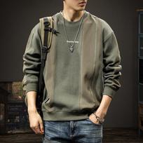 American Trendy Brand Autumn Splicing Crew Neck Sweater Men'S Loose Large Size Autumn And Winter Heavy Sports Top Tide M gray