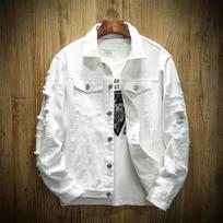 Autumn Men's Denim Jacket Japanese Tile Ripped Embroidery Couple Large Size Denim Jacket Men M balta
