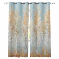 Impressionism Of Oil Painting Forest Plants Blackout Curtains For Living Room Bedroom Printed Window Treatment Drapes Home Decor W135 x H60cm beige