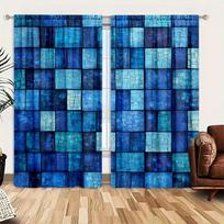 2pcs Retro Blue Mosaic Tiles Printed Curtain for Home Decor - Rod Pocket Window Treatment for Bedroom, Office, Kitchen 52.5cmX116cm X 2pcs