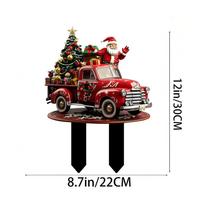 Kalėdų Senelis Akriliniai Sodo Kuolai, 2D Kalėdų Kiemo Menas Dekoratyviniai Kalėdų Senelio Kuolai Šventinis Naujųjų Metų Vejos Dekoravimas Tvoroms Kraštovaizdžiui one size raudona