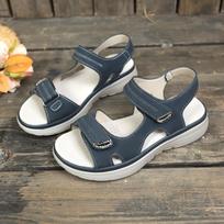Fashion New Brand Hook Loop Sandals Women Summer Leather Light Casual Wedge Platform Shoes Black Women Outside Anti-slide Sandal Size 43 36 mėlyna