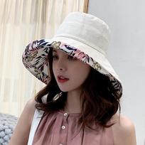 Women's Spring and Summer Sunscreen Sunshade Fisherman Hat Temperament Round Top Beach Hat geltona