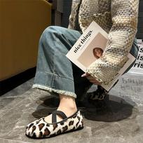 Fashion 2024 Fashion Furry Warm Women's Ballet Flats Low Heel Stretch Shoes Round Toe Women's Leopard Print Low Top Shoes 35 leopardo rašto spalva