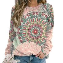 Mandala Flower Sweatshirts Floral 3D Print Hoodie Women New O-Neck Hoodies Streetwear Oversized Harajuku Pullover Woman Clothing 8xl gray