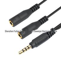3,5 mm ausinių ir mikrofono skirstytuvo kabelis, CTIA standartas su identifikavimo rezistoriumi 0.2m juoda