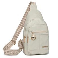 Small Sling Bags for Women Crossbody Bags Trendy Faux Leather Travel Backpack Sling Purse Women's Fanny Pack Chest Bag with Adjustable Guitar Strap white