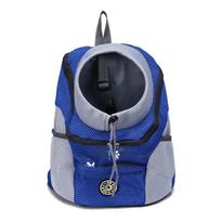 Pet Dog Carrier Bag Mesh Backpack Double Shoulder Portable Travel Cat Dog Backpack Pet Outing Supplies S mėlyna