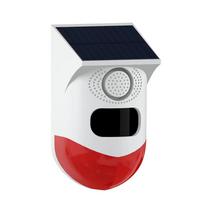 Solar Powered Infrared Alarm System Remote Control 120dB Sound for Home Security white