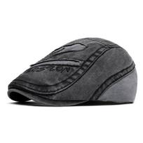 Men's Forward Hat Color Block British Vintage Beret Sun Hat Letter Embroidered Cap juoda