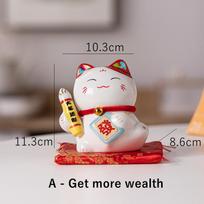 4.2 Inch Ceramic Maneki Neko Ornament Lucky Cat Centerpiece Mascot Figurine Money Box Blessing Fortune Cat Home Decoration Gift white