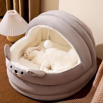 Cat litter Autumn/Winter Cat bed Cat House Semi-enclosed dog litter pad baby cat litter pet supplies 40cm gray