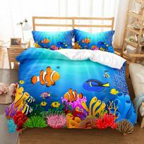 Marine Lives 3D Colorful Turtle Duvet/Doona Cover Set Single Twin Double Queen King Cal King Size Bed Linen Set EU single(135x200cm) blue