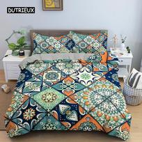 Bohemiško stiliaus antklodės užvalkalas, geometrinė mandala, etninio stiliaus patalynės komplektas, dvigulis, karalienės, karališko dydžio, su pagalvės užvalkalu, miegamojo dekoracija EU single(135x200cm) gray