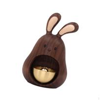 Wood Doorbell Ornament Bell Pendant Home Furnishing,Crafts,Gift,Hanging Bell,Rabbits Decor for Dark Brown