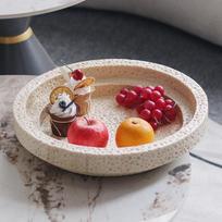 Luxury Wabi-sabi Style Imitation Yellow Travertine Geometric Tray Storage Fruit Plate Ornaments Dining Table Entrance Hall Model Room Decorations brown
