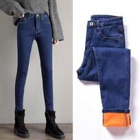 Women Jeans Stretch High Waist Thick Pencil Pants Casual Velvet Denim Trousers Female Warm Clothing Autumn Winter 25