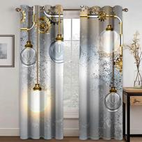 Antique Items Window Drapes, Keys and Chains, Steampunk Influences, Illustration Curtains, Living Room, Bedroom 2 Panel Set 100W130H(CM)40x51in&Hook