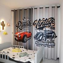Cartoon Astronaut Rocket Satellite Space Animation Curtain Car Boy Bedroom Children Kindergarten Living Room Window Curtains W50xH130(CM)x2pcs&Rod Pocket gray